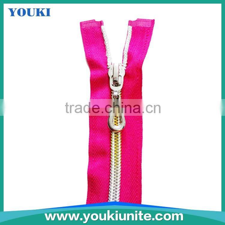 5# Woven Tape Nylon Zipper Open-end With Rainbow Teeth Auto Lock YKN-2014