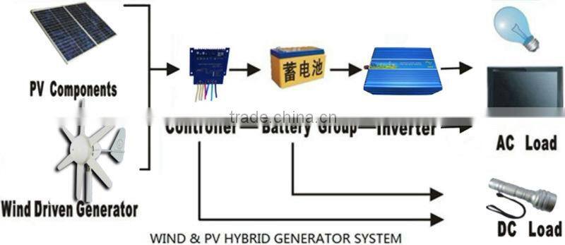 Wind generator motor 300W Max. Combine with wind/solar hybrid controller(LED display).