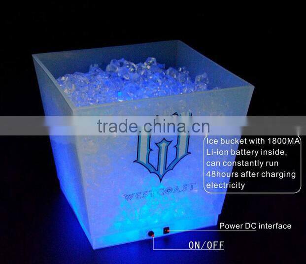led ice bucket, Plastic square led ice bucket for beer promotion