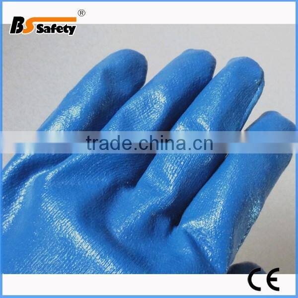 BSSAFETY Blue nitrile coated oil resistant industrial working gloves