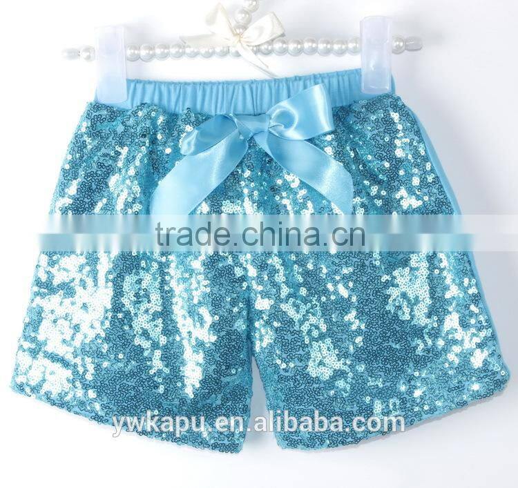 Kapu art & craft firm wholesale high quality children shiny summer kids elastic sequin shorts for 0-8 years