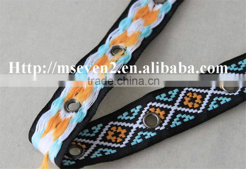 good looking multicolor embroidery diamond pattern metal eyelet ribbon for sale
