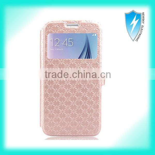 For Samsung S6 leather Flip case Wallet Stand Case with PU Leather and Card Slots