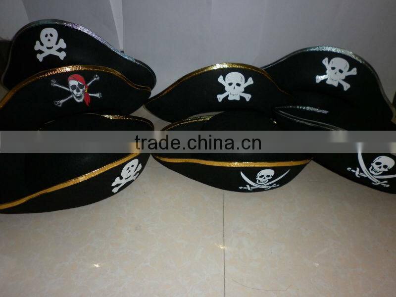 Cheap Promotional Black Gold Adult kids non-woven Party Pirate Hat