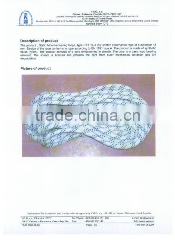 ANPEN 13mm CE EN1891 Type A braided static rope, Nylon Safety Rope, 13mm Nylon rope