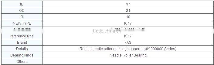 needle roller bearing K17 17x21x10mm