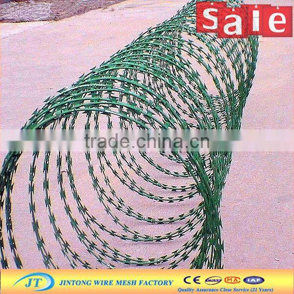 customized ss concertina flat razor barbed wire/ welded razor barbed wire