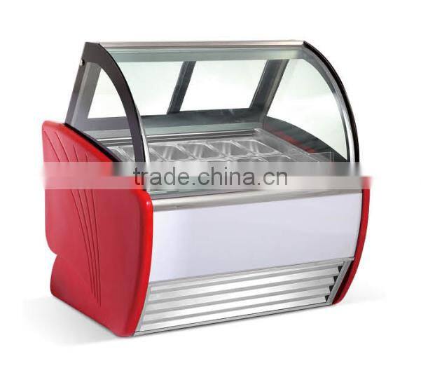 6,10, 12,14 pans Ice cream display refrigerator,italian ice cream display freezer ZQR-608