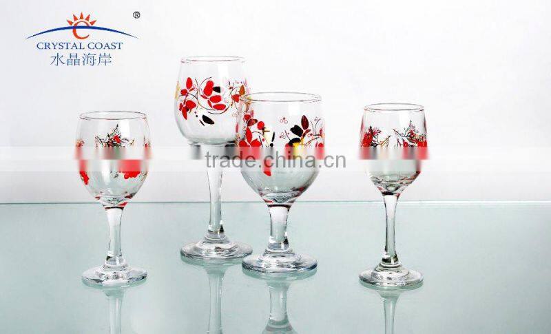 Hand Painted Antique Colored Butterfly Glass Wine Glass Cups