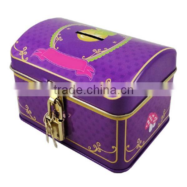 CMYK printing rectangular money tin for sale