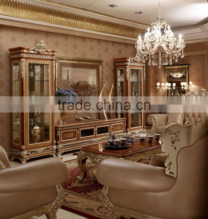 Deluxe Upholstery Queen Anne Bed, Noble Design Carved Wooden Bedroom Set, Vitoria Style Furniture King Size Bed