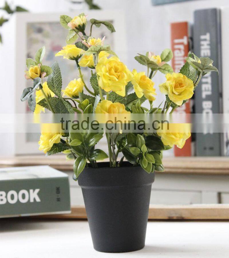 Home wedding decoration artificial silk roses small potted bonsai