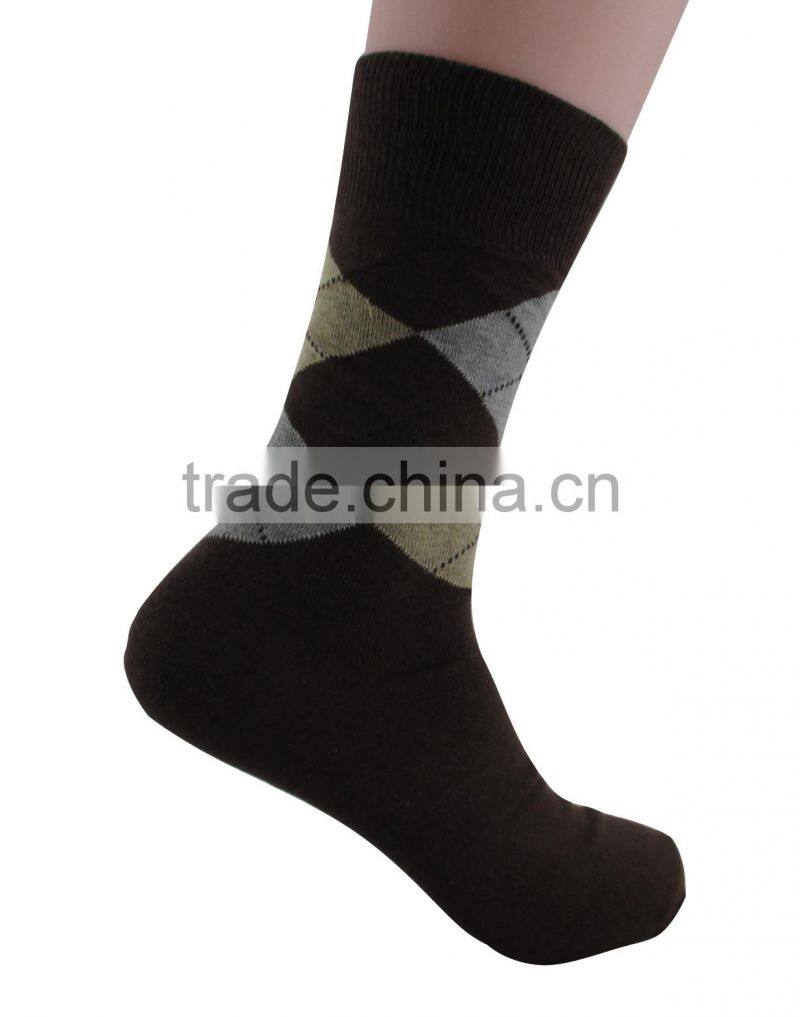 Men diamond dress design business argyle sock