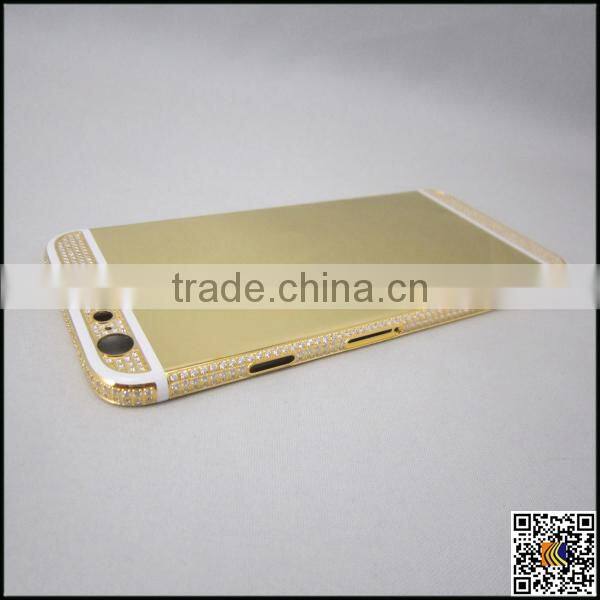 24k gold crystal housing for iphone 6s,for iphone 6s diamond back cover,back cover housing for iphone 6s