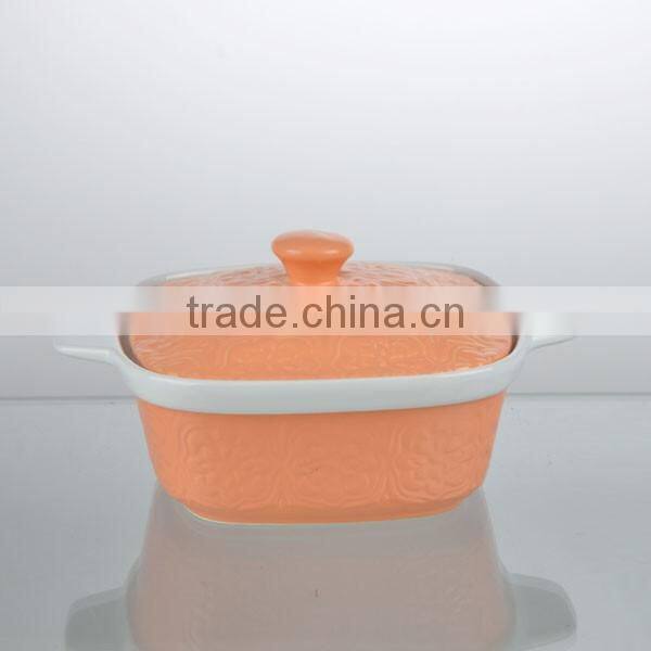 10.4"/8.7"/6.3"bright orange ceramic cookware sets pan with cover