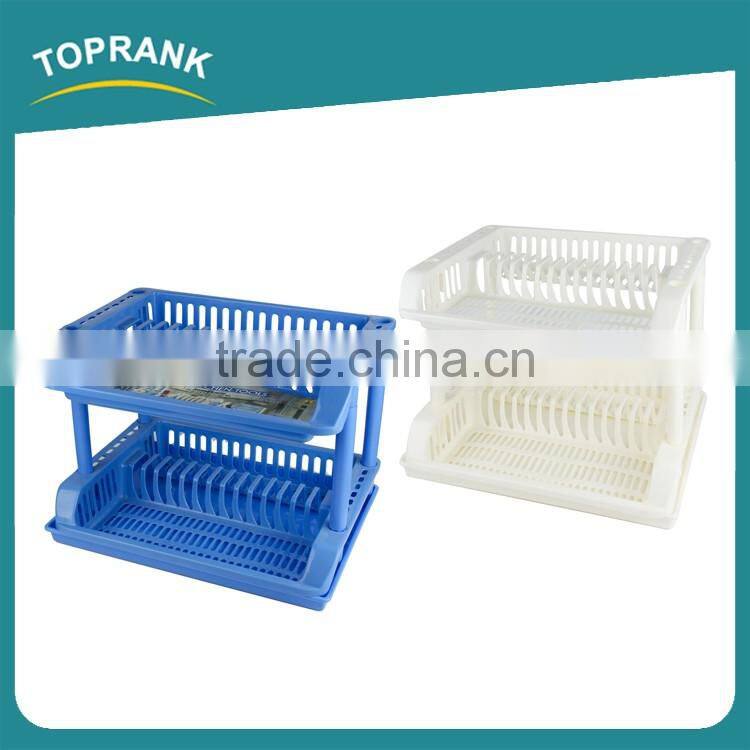 Collapsible Plastic Drying Holder Organizer Drainer Storage Kitchen Dish Drying Rack 2 Tier Dish Rack With Tray