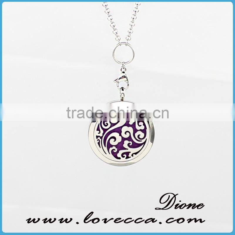 Round silver/rose gold/gold stainless steel locket perfume diffuser necklace /Aromatherapy necklace