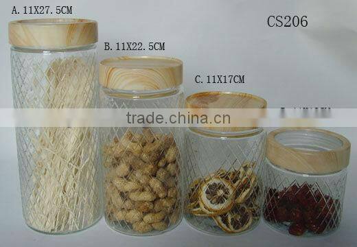 4 pcs clear empty canning glass jar with metal lid