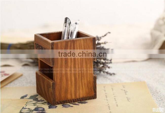do old zakka wooden pen container or sundry box