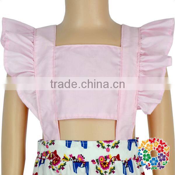 Newborn Baby Clothes Pink Flutter Shoulder Crop Halter Bubble Girl Romper