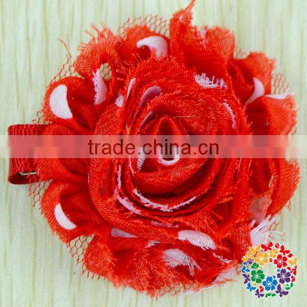 Orange Shabby Flower 2015 New Design Wholesale Beautiful Flower Chiffon Shabby Flower With a Clip