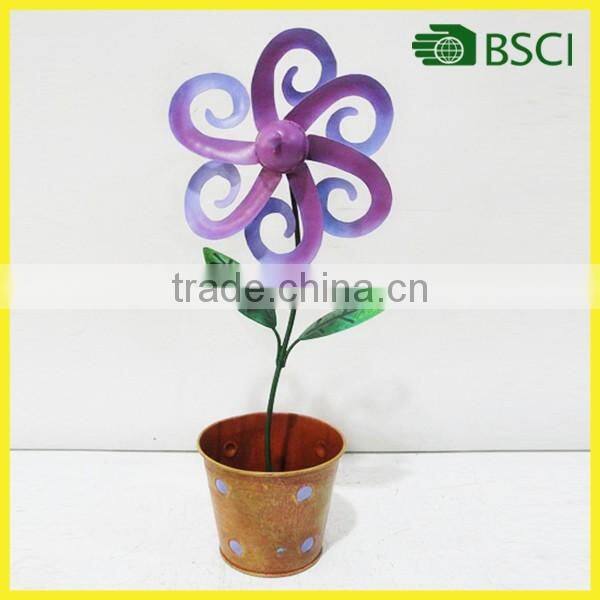 YS14061 Hot sale metal garden purple windmill flower pot