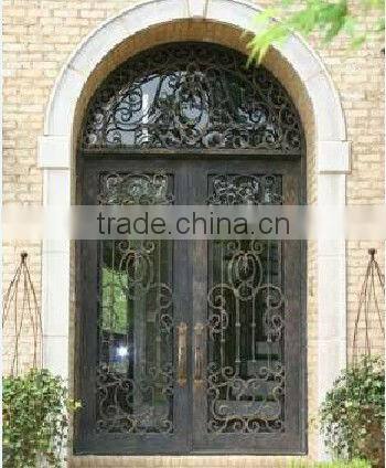 Bisini galvanize wrought iron arch top door (BG90077)