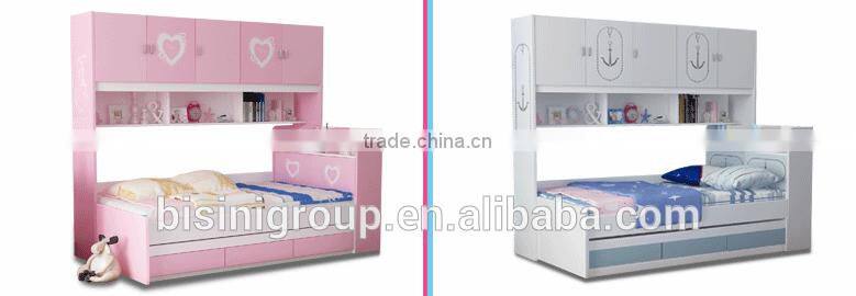 Pink and Blue Bed Children Bedroom Furniture Storage Multifuntional Combined-bed for Kids
