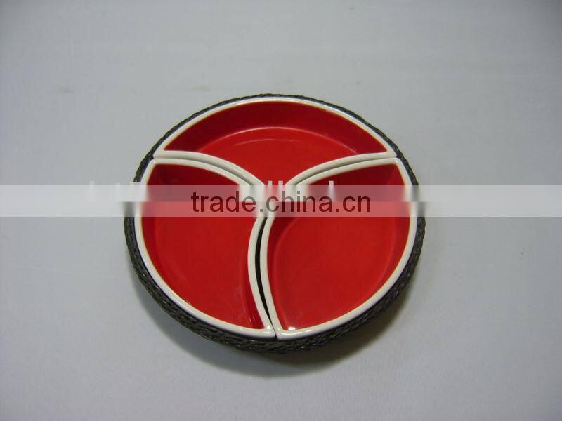 Funny shaped 3pcs white ceramic plant tray