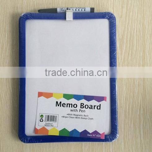Memo board with pen With magnetic back Wipe clean with damp cloth