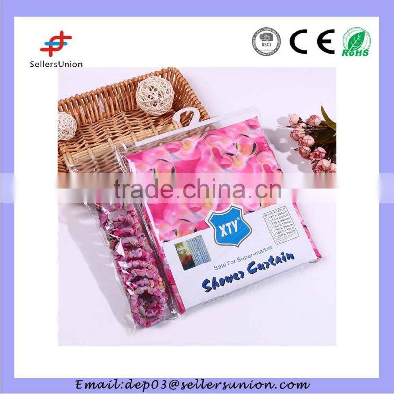 HX-7 New Product Eco-Friendly Printing Custom Plastic Shower Curtain/Peva