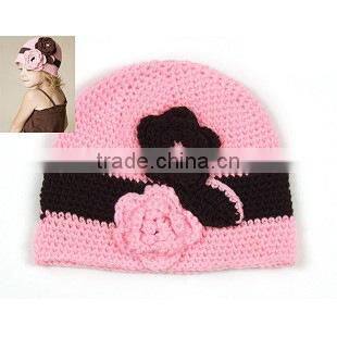 2015 baby flower hat Winter Crochet Hats handmade knitted hat/flower crochet baby patterns
