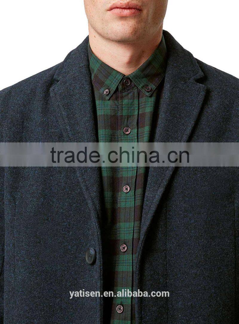 Navy Wool Crombie Overcoat mens single breasted trench overcoat lapel turn-down collar winter coat jacket