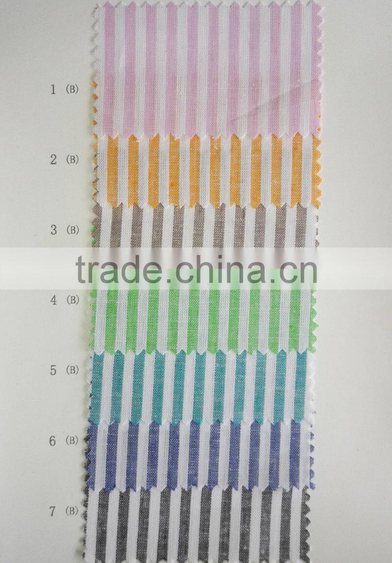 yarn dyed striped linen cotton woven fabric