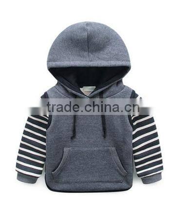 Striped Sleeve Thicken Warm Boys Winter Hoodie