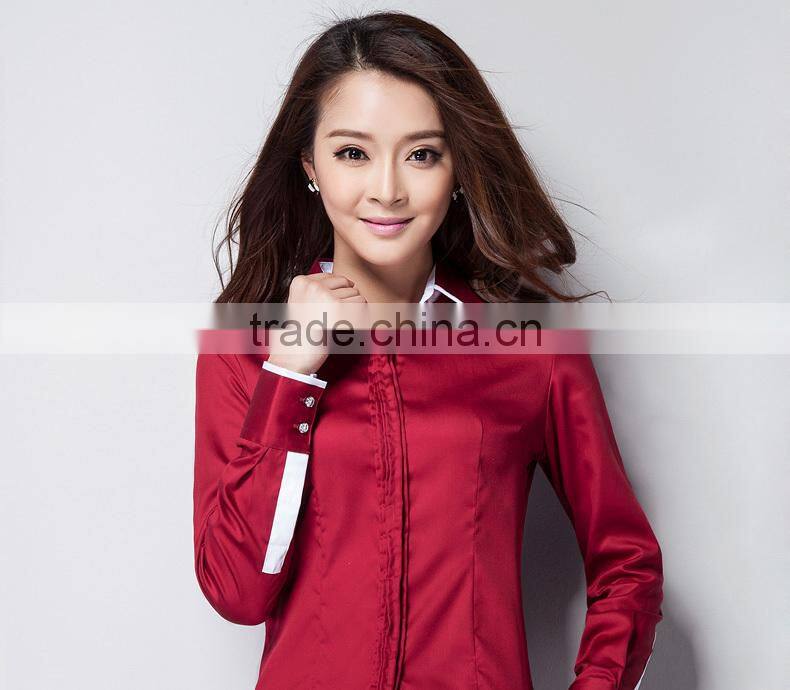 latest blouse in fashion uniform design red women blouse