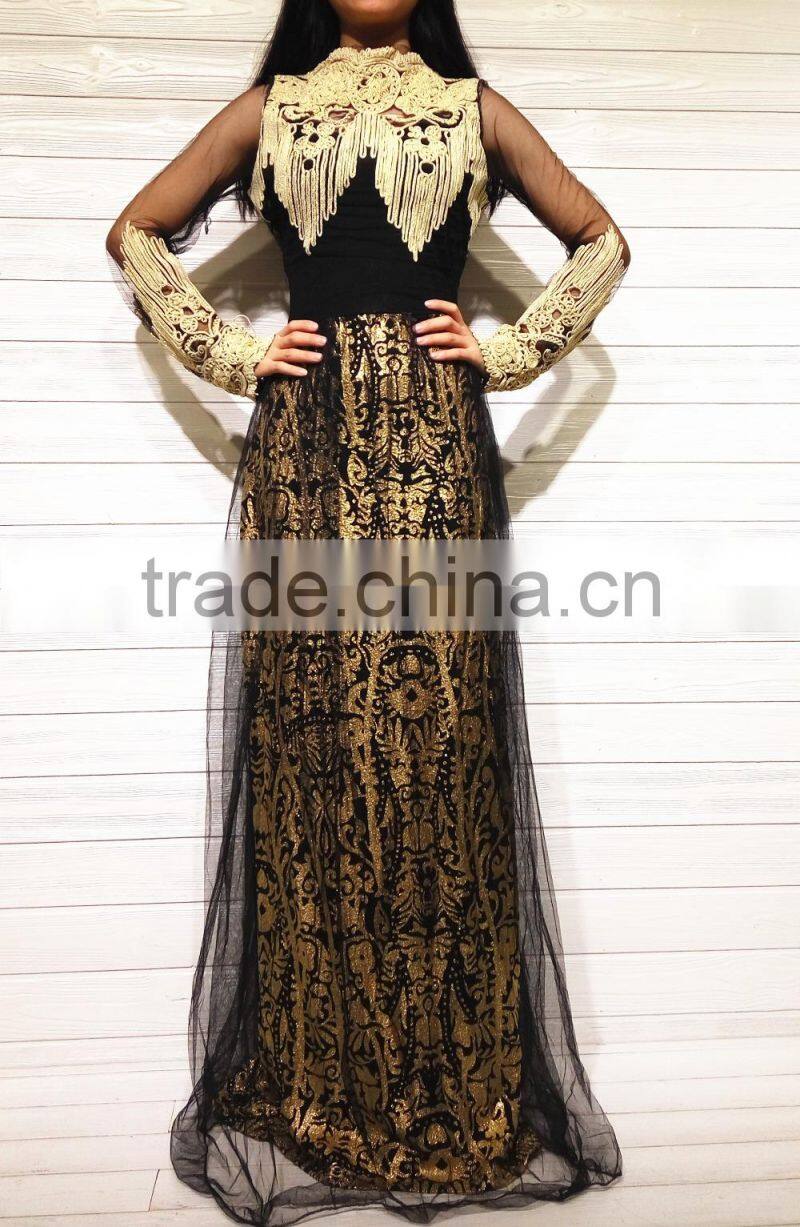 GZY hot sale wholesale ladies dress black net evening dress in bulk