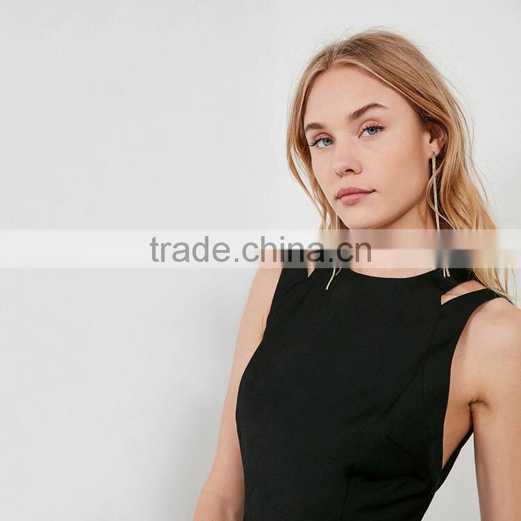 HAODUOYI Sexy Women Wide Leg Jumpsuit Cross Split Backless Ladies Pants Hollow out Round Neck Sleeveless Jumpsuit for Wholesale