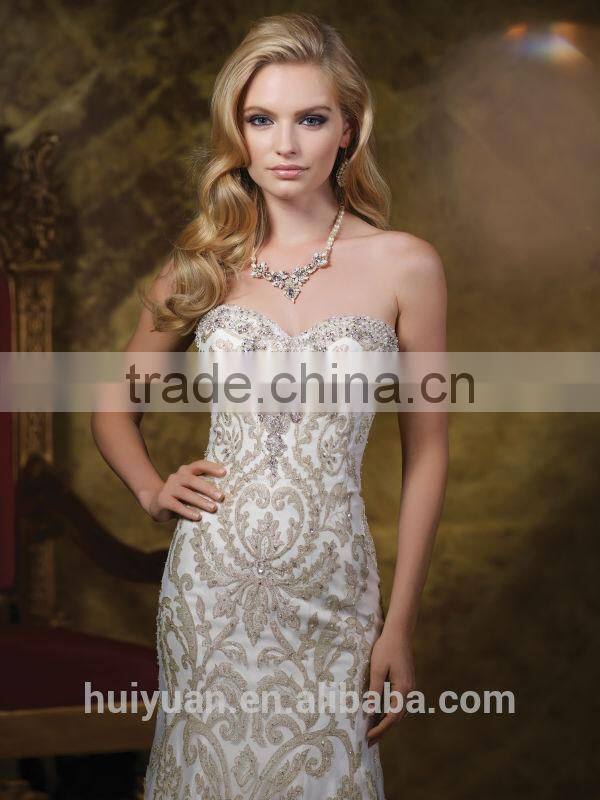 new fashion hot sell mermaid lace strapless cheap slim wedding dresses