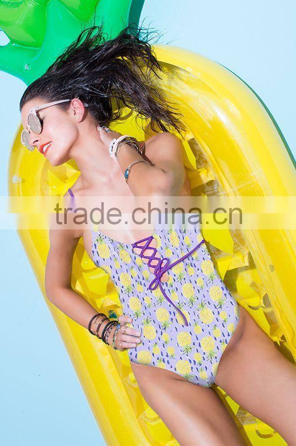 ladies fashion pineapple print one-piece swimwear