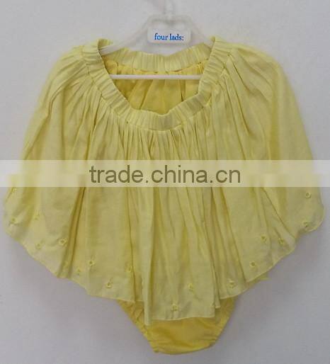 baby girls cute light yellow short dress with underwear for summer