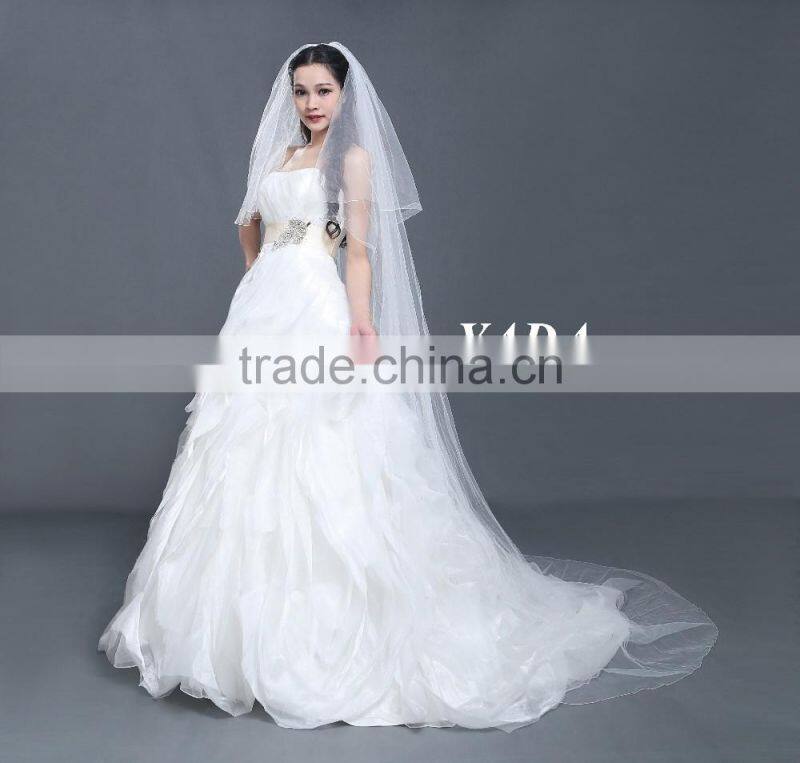 Off shoulder organza fabric bust ball gown skirt wedding dress