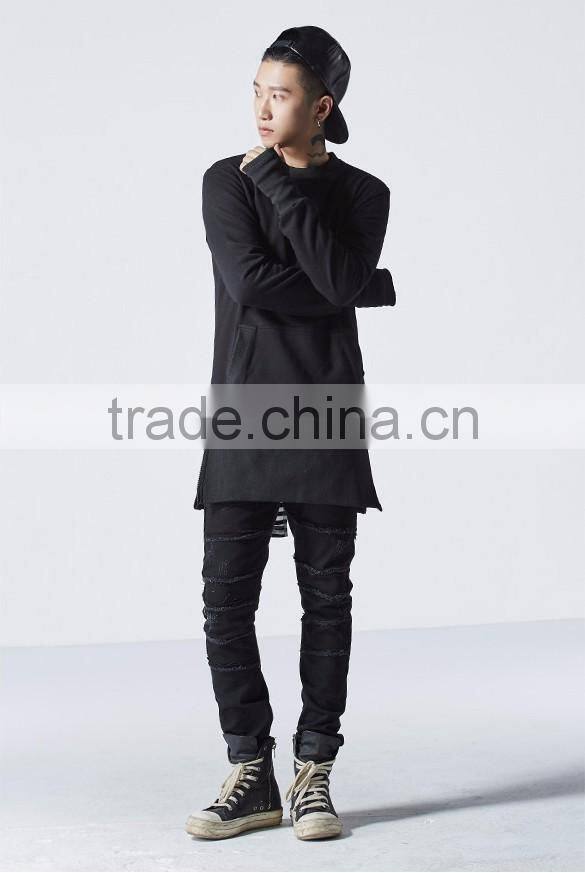 custom wholesale blank longline sweatshirt oversized pullover for men