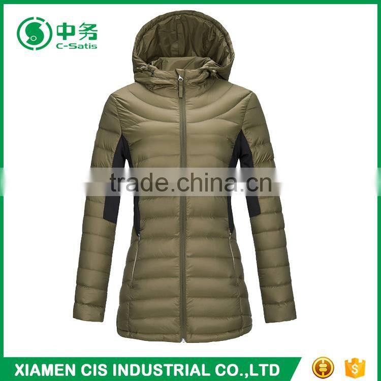New Product Winter Warm Slim Fit Hooded Women Long Down Filled Jacket
