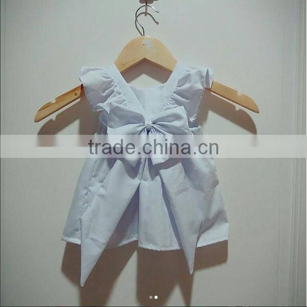 New Design Baby Princess Dress Infant Girl Plain White Wear Ruffle Sleeve Baby Boutique Clothing