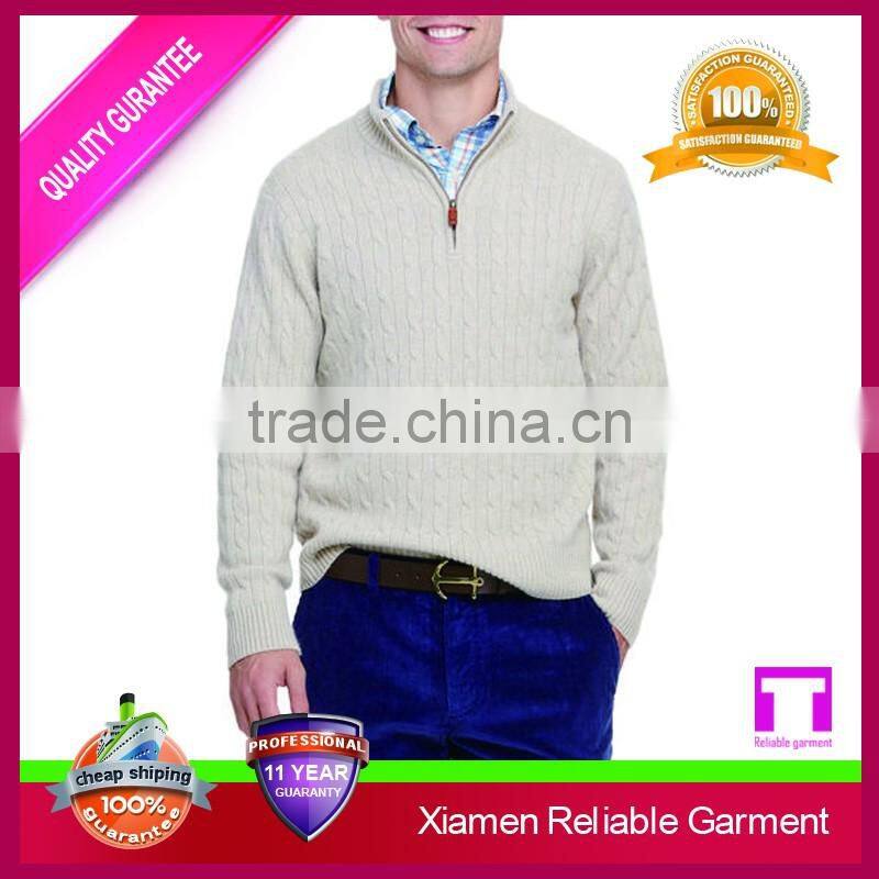 2016 new fashion design men's quarter zip sweater/handmade knit wool sweater for man