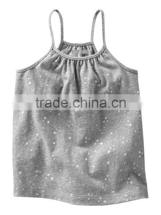 GIRLS ALLOVER PRINTED TANK TOP WITH RUFFLED LAYER