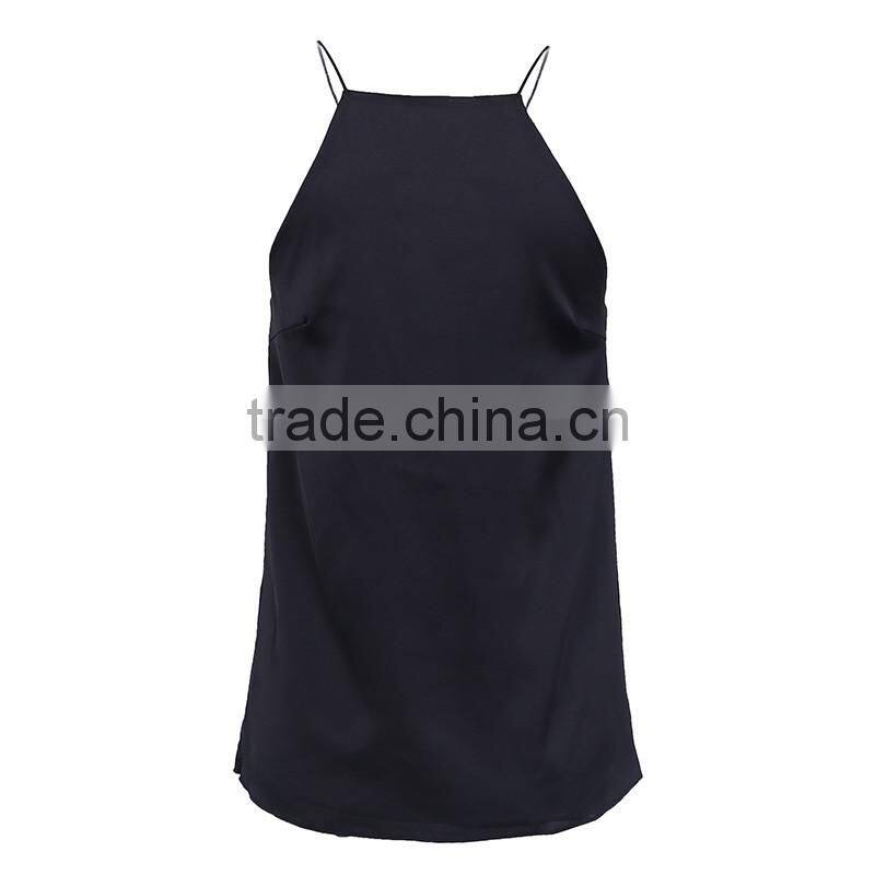 Sexy Streetwear Satin Adjustable Strap Camisole Womens Tank Top Summer Vest With Lining