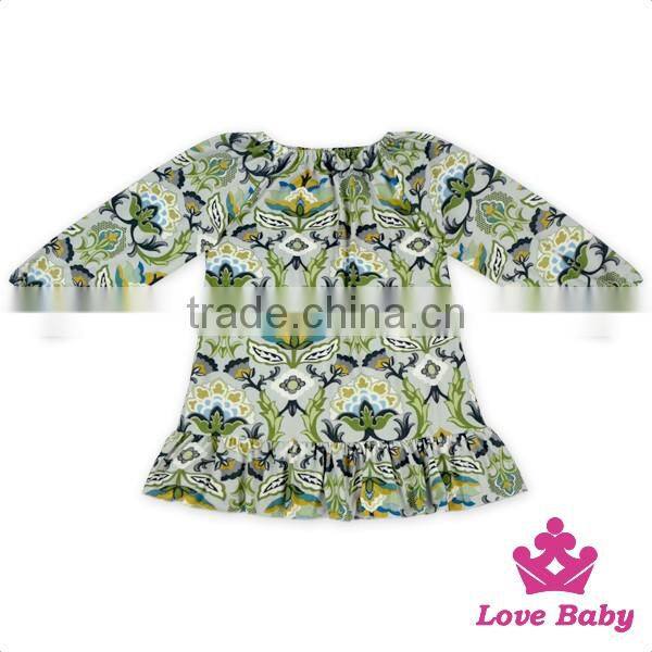 Yiwu Lovebaby New Model Girl Ruffle Bloomers Fancy Dress Printed Pattern Long Sleeve Frock Design For Baby Girl