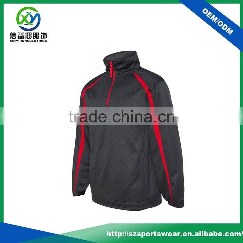 OEM Polyester Spandex Quarter Contrast Zip 2 Side Pockets Men Windbreaker Pullover Jacket